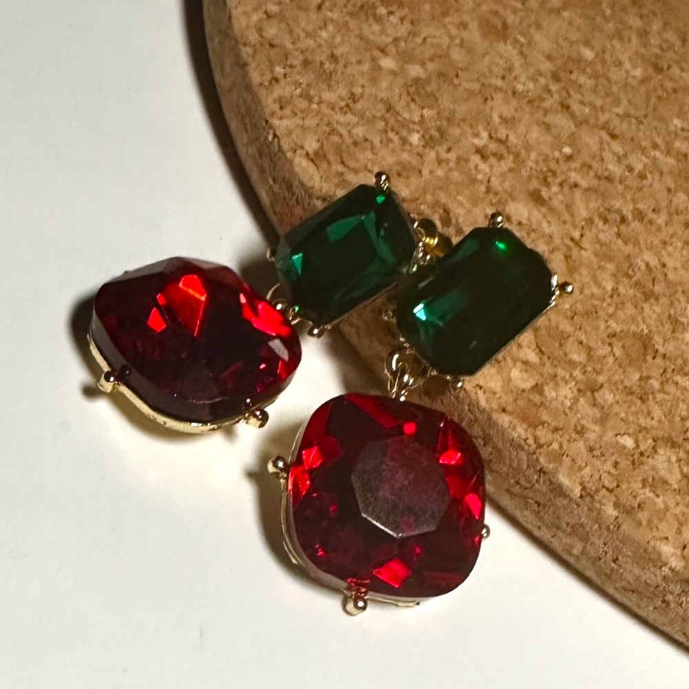 Red and Green Gemstone Earrings